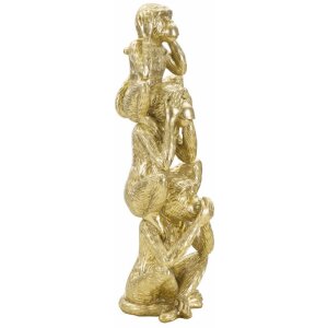 Mauro Ferretti Figurine décorative singe tour Ø10,5x30 cm or brillant