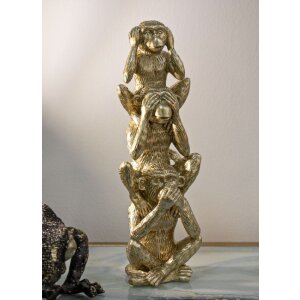 Mauro Ferretti Figurine décorative singe tour Ø10,5x30 cm or brillant