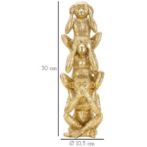 Mauro Ferretti Figurine décorative singe tour Ø10,5x30 cm or brillant