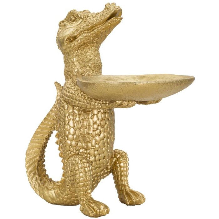 Mauro Ferretti figure crocodile avec bol 23x15,25x26,6 cm or