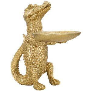 Mauro Ferretti figure crocodile avec bol 23x15,25x26,6 cm or