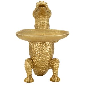 Mauro Ferretti figure crocodile avec bol 23x15,25x26,6 cm or