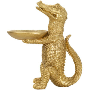 Mauro Ferretti figure crocodile avec bol 23x15,25x26,6 cm or