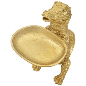 Mauro Ferretti figure crocodile avec bol 23x15,25x26,6 cm or