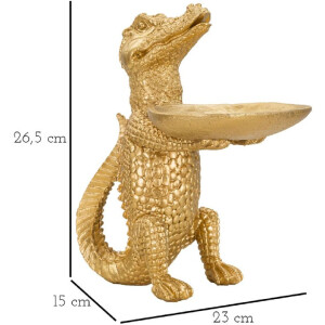 Mauro Ferretti figure crocodile avec bol 23x15,25x26,6 cm or