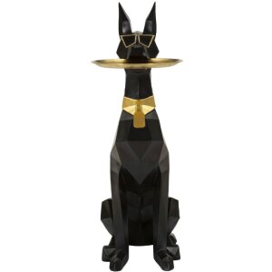 Mauro Ferretti Figurine décorative chien Ory avec plateau 30x64x91 cm noir or