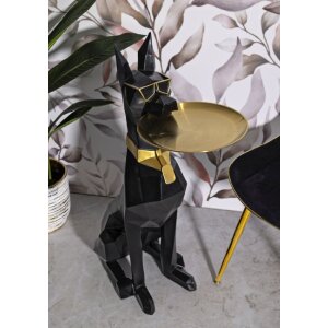 Mauro Ferretti Figurine décorative chien Ory avec plateau 30x64x91 cm noir or