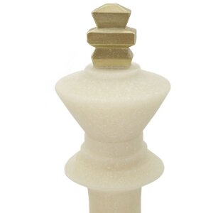 Mauro Ferretti Figurine décorative Roi des échecs Quarzy Ø13x41 cm blanc or