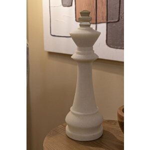 Mauro Ferretti Figurine décorative Roi des échecs Quarzy Ø13x41 cm blanc or