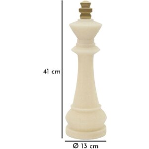 Mauro Ferretti Figurine décorative Roi des échecs Quarzy Ø13x41 cm blanc or