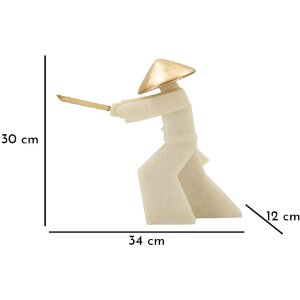Mauro Ferretti Figurine décorative Samouraï Toku Quarzy 34x12x30 cm blanc or