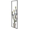 Mauro Ferretti décoration murale cadre cactus 31x2,5x90 cm vert bleu clair