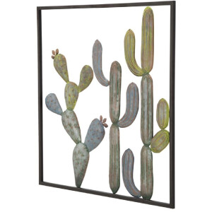 Mauro Ferretti décoration murale cadre cactus 50x1,3x50 cm vert bleu clair