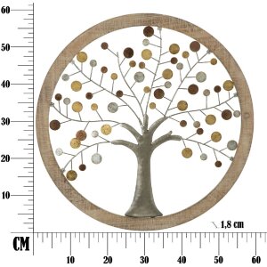 Mauro Ferretti panneau mural arbre de vie Ø61x1,8 cm or naturel
