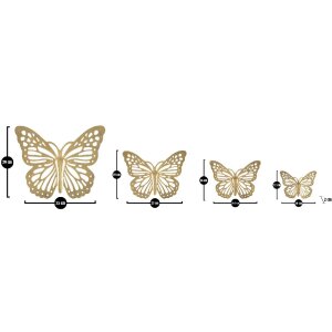 Mauro Ferretti décoration murale papillons set 4 pièces 35x2x2916x2x12 cm doré