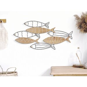 Mauro Ferretti panneau mural poisson 60x2x30 cm noir naturel