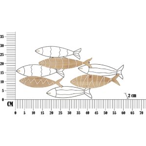 Mauro Ferretti panneau mural poisson 60x2x30 cm noir naturel