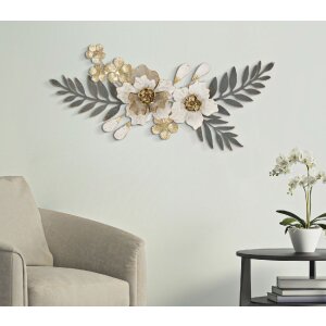 Mauro Ferretti panneau mural Greak 90,2x7,6x41,9 cm crème or