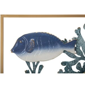 Mauro Ferretti panneau mural poisson 50,2x3,8x50,2 cm bleu or