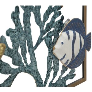 Mauro Ferretti panneau mural poisson 50,2x3,8x50,2 cm bleu or