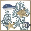 Mauro Ferretti panneau mural poisson 50,2x3,8x50,2 cm bleu or