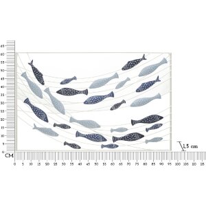 Mauro Ferretti panneau mural Pesci 96,5x1,5x61 cm bleu