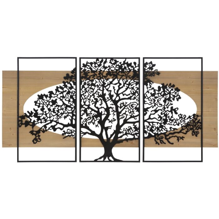 Mauro Ferretti panneau mural arbre set de 3 pièces 176x2x90 cm noir marron