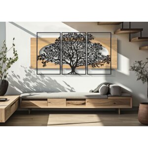 Mauro Ferretti panneau mural arbre set de 3 pièces 176x2x90 cm noir marron