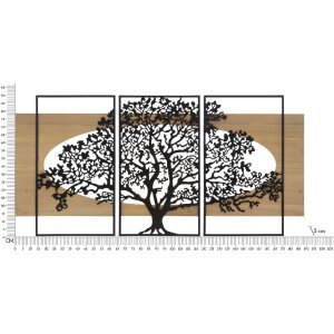 Mauro Ferretti panneau mural arbre set de 3 pièces 176x2x90 cm noir marron