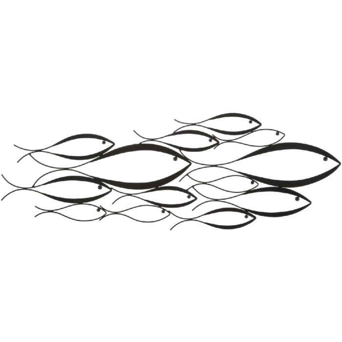 Mauro Ferretti Panneau mural Poisson 100x1x35 cm noir