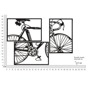 Mauro Ferretti panneau mural vélo set de 3 pièces 40x1,3x60 cm chacune noir
