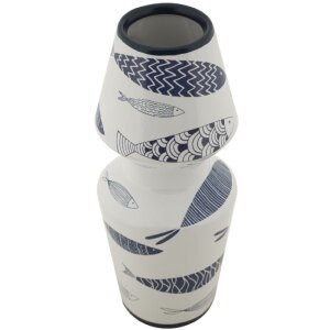 Mauro Ferretti Vase Poisson-Double Ø 14x34 cm blanc bleu