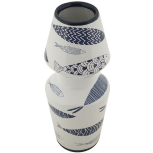 Mauro Ferretti Vase Poisson-Double Ø 14x34 cm blanc bleu