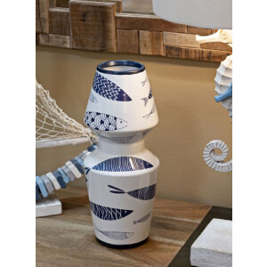 Mauro Ferretti Vase Poisson-Double Ø 14x34 cm blanc bleu