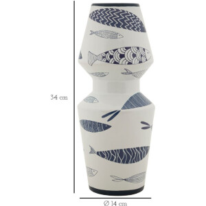 Mauro Ferretti Vase Poisson-Double Ø 14x34 cm blanc bleu