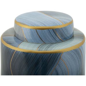Mauro Ferretti Vase Elegant Ø 15x34 cm bleu or avec couvercle
