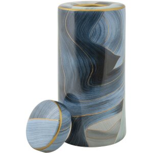 Mauro Ferretti Vase Elegant Ø 15x34 cm bleu or avec couvercle