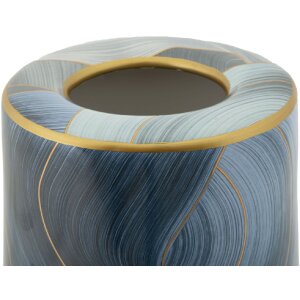 Mauro Ferretti Vase Elegant Ø 15x34 cm bleu or avec couvercle