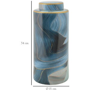 Mauro Ferretti Vase Elegant Ø 15x34 cm bleu or avec couvercle