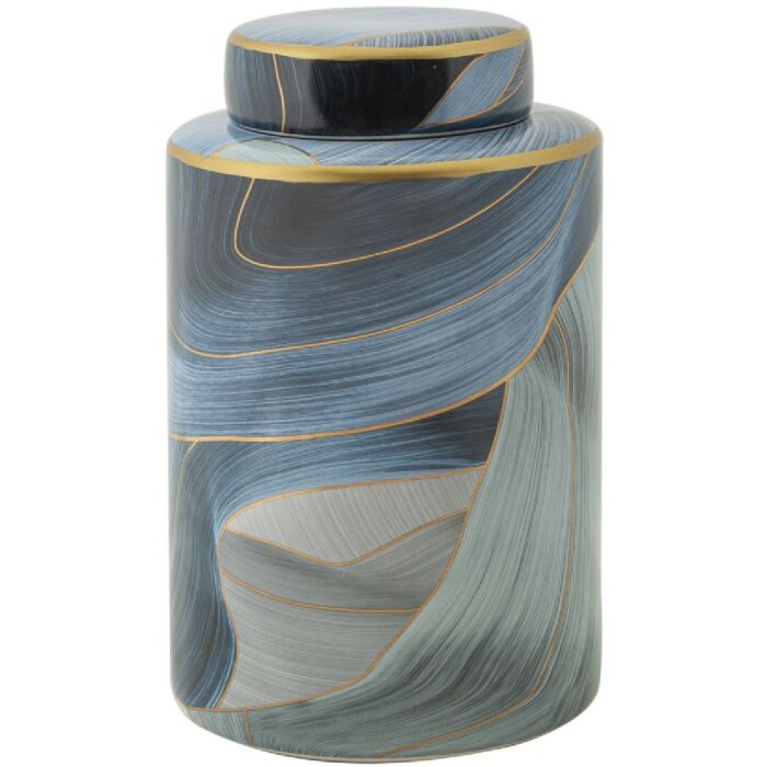 Mauro Ferretti Vase Elegant Ø 15x24 cm bleu or avec couvercle
