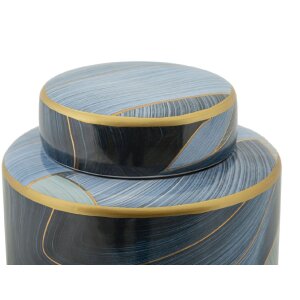 Mauro Ferretti Vase Elegant Ø 15x24 cm bleu or avec couvercle