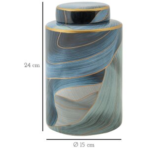 Mauro Ferretti Vase Elegant Ø 15x24 cm bleu or avec couvercle