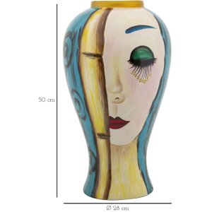 Mauro Ferretti Vase visage artificiel Ø 28x50 cm multicolore