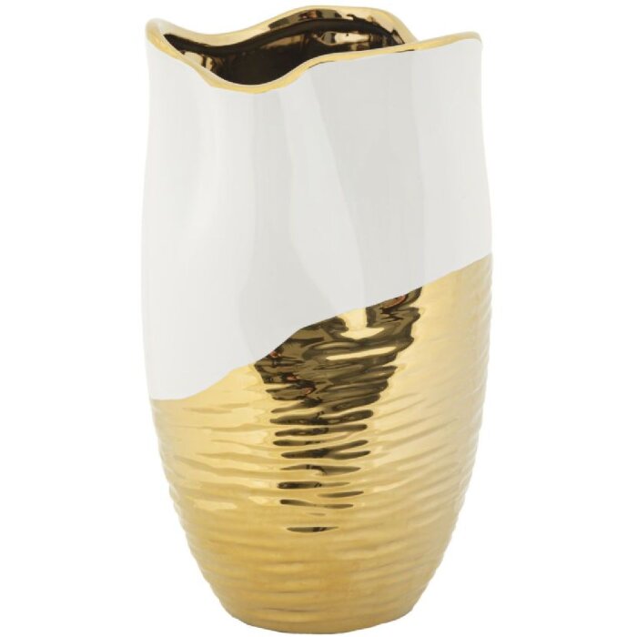 Mauro Ferretti Vase Lux Ø 20x35 cm blanc or
