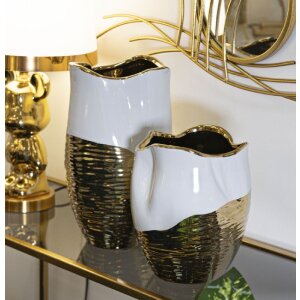 Mauro Ferretti Vase Lux Ø 20x35 cm blanc or