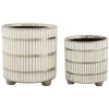 Mauro Ferretti Ensemble de pots de fleurs Ray 2 pièces Ø 22,5x24 cm & Ø 18x19 cm blanc argenté