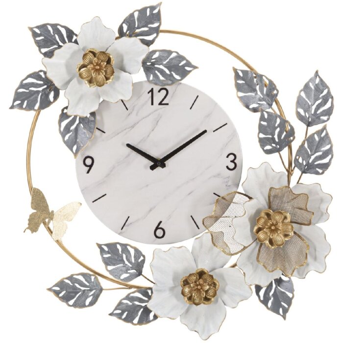 Mauro Ferretti horloge murale fleurs 64x8x64 cm blanc gris