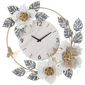Mauro Ferretti horloge murale fleurs 64x8x64 cm blanc gris