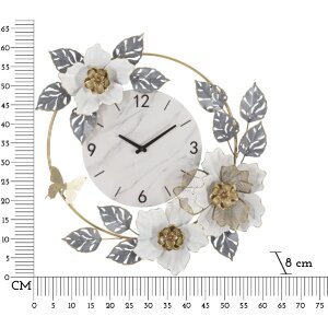 Mauro Ferretti horloge murale fleurs 64x8x64 cm blanc gris
