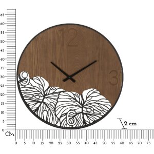 Mauro Ferretti horloge murale feuille de bois Ø 60x2 cm brun noir